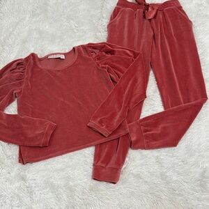 Rachel Parcell Pink Velour Track Pants & Top Set